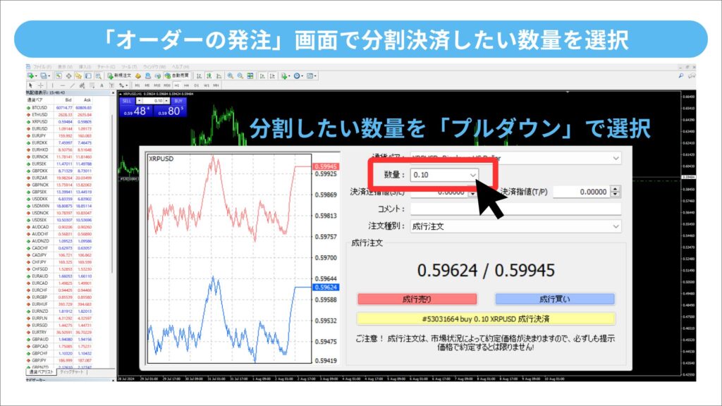 MT4 分割決済　数量指定